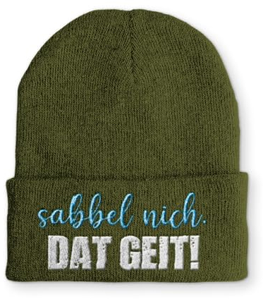 tshirtladen Beanie Mütze sabbel nich. Dat Geit! Statement Wintermütze, Farbe: Olive