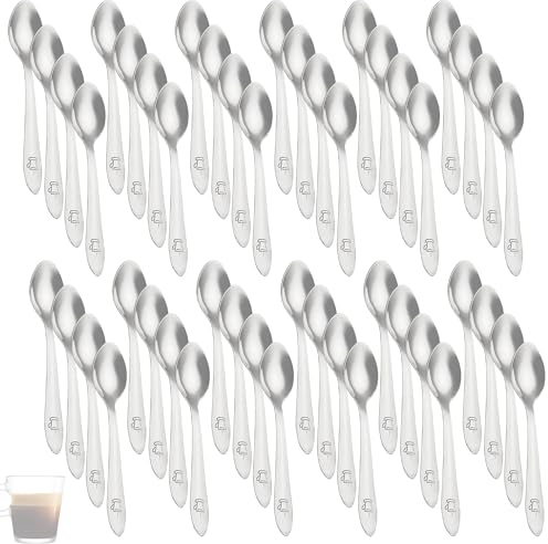Cucchiaini caffe piccoli acciaio inox 10 cm resistenti e versatili perfetti per la casa e i ristoranti facili da pulire e adatti alla lavastoviglie (48 Pezzi)