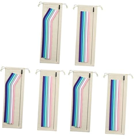 MILISTEN 6 Juegos plegable portátil pajitas portátiles pajitas de silicona vasos reutilizables pajitas de jugo reutilizable de silicona bebidas Derecho