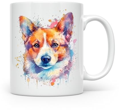 Anonymous Gifting Corgi Dog Watercolour Print Mug - Beautiful Glossy Printed Mug