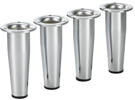 SOTECH 4 Stück Möbelfüße Fox-TROT Höhe 150 mm Chrom poliert Stellfüße verstellbar um max. 12 mm Schrankfüße