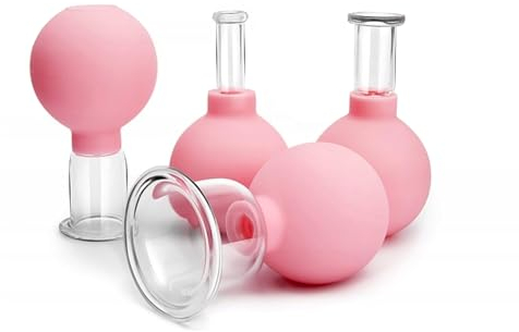 Acus Med Coppette per Coppettazione - 4 Pezzi | Set per Coppettazione Massaggio | Coppette Viso Antirughe per Terapia Antietà | Set di Coppette Viso e Corpo | Terapia con Ventose Cinesi