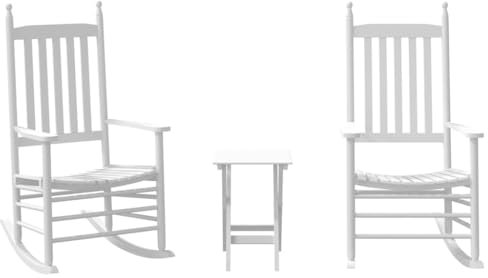 vidaXL Schaukelstühle 2 STK. mit Klapptisch Weiß Massivholz Pappel, Sessel Schaukelstuhl, Schaukelstuhl für die Außenterrasse, Schaukelstuhl für den Außenbereich