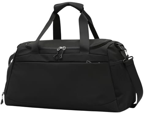 Shengxi Sporttasche, Schwarz Reisetasche Damen Gym Tasche Herren Faltbare Reisetasche Gepäcktasche mit Schuhfach Nassfach Tasche für Damen Herren Sport Fitness Reisen