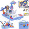 ANYCESO Jouet à partir de 3 ans Montessori Mallette à outils avec perceuse et crayons de couleur, projection de mosaïque, projecteur de dessin pour enfants de 3, 4, 5, 6, 7, 8 ans, bleu