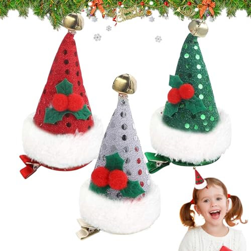 Mini Weihnachtsmütze Haarspange, 3 Stück Haarschmuck Weihnachten, Weihnachten Haarspangen, Weihnachten Haarschmuck Kinder, Weihnachten Haarschmuck Damen, Weihnachten Haarschmuck, Weihnachten Party