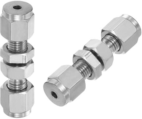 PATIKIL Raccord de Tube de Compression à Double Bague en Acier Inoxydable 304 1/8Idx1/2Od, 2 Pièces Connecteur Droit d'Union de Tuyau pour l'Irrigation Du Jardin d'Eau, Argent