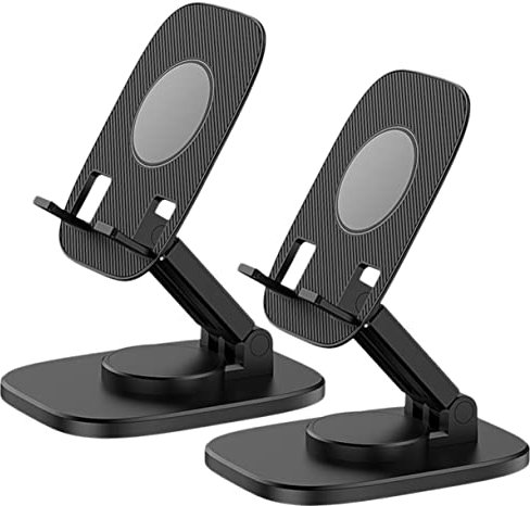 Veemoon 2pcs 360 Portable Phone Holder Portable Tv Phone Tablet Stand Wall Mount Cell Phone Holder Monitor Desk Stand Tablet Stands Desk Mount Monitor Stand Wall Mount Tv Black Abs