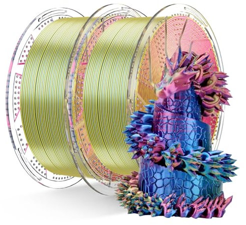 Chitu Systems Conjure Silk PLA 3D Drucker Filament, 1.75mm Tri-Color Filament, Silk Rot Gelb Blau 3D Druck Filament 2KG/4.4lb