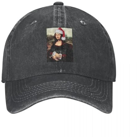 Baumwolle Vintage Washed Denim Baseballkappe Mona Lisa trägt eine Weihnachtsmütze Cowboyhut Hip Hop Sonnenhut Damenhut Herrenhut
