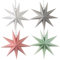 JSTHHTT 4 Piezas 3D Estrellas De Papel, Estrella Navidad Papel, 30 cm Papel Estrella, Estrellas Navidad Papel, para Navideña, Boda, Fiesta de Cumpleaños (Blanco, Verde, Gris, Rosa)