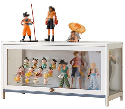 Witriolik Sammlervitrine Vitrinenschrank, Multifunktionale Staubdichte Glasvitrine Wohnzimmer-Vitrine für Miniaturmodelle von Modellbau(80x33x40cm-1 Schicht/Weiß-Auf DREI Seiten transparent)
