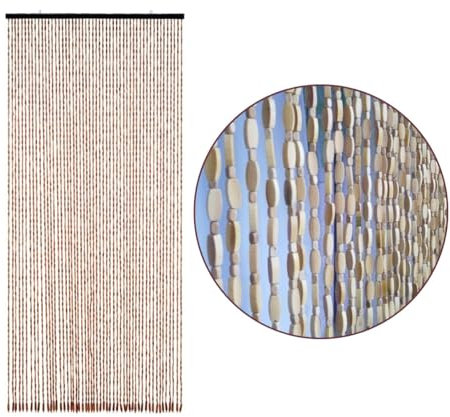 Perlenvorhang For Türen 60cm 70cm 80cm 90cm 100cm 110cm 120cm Bambusvorhang Holz Perlen Fadenvorhang, Handgefertigte Hängende Perlen-Türjalousien, Raumteiler Hängender, Balkontür(Natural,60x220cm)