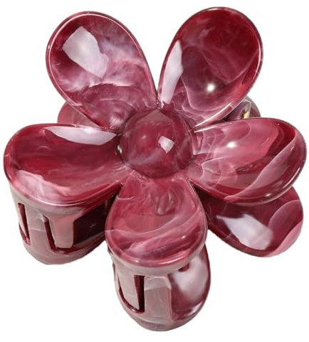 Whakano 1 pince à cheveux à fleurs pour femme, en plastique antidérapant, tenue forte, accessoire de coiffure pour femme, fête, plage, piscine, vacances, bordeaux
