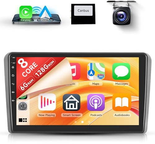 8 Core 6+128G Wireless Carplay Android Autoradio für Audi A3 S3 RS3 8P 8VS 8PA 2003-2012 9 Zoll Radio mit Android Auto GPS WiFi Mirror Link Bluetooth FM/RDS/EQ/DSP Rückfahrkamera