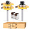 2 Pack in Tongue and Groove Router Bit Set 1/4 Inch Shank - 2pcs Router Bits for 3/4 Stock, 1/2 Cutting Depth - T Shape 3 Teeth Wood Milling Cutter Woodworking Tool (2)