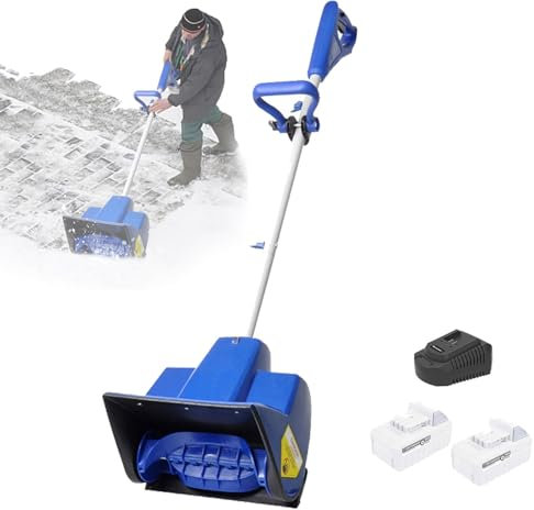 Pala da Neve Senza Fili, soffiatore da Neve Elettrico, Larghezza di sgombero 28 cm, profondità di sgombero 17 cm, Distanza di Lancio 6 Metri, Portatile, Due batterie, Adatto per la rimozione