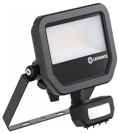Ledvance LED Floodlight Aluminium Black 17W 2200lm 100D - 830 Warm White | IP65 - Motion And Light Sensor - Symmetric