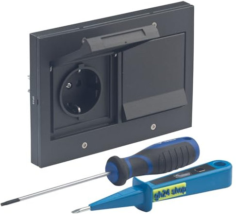 Design Außensteckdose Gira TX_44 2-fach mit Rahmen, Dichtungsflansch und Montageset Farbe anthrazit