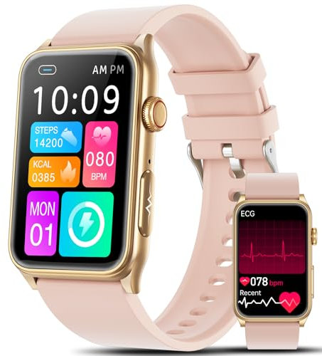 Marsyu Smartwatch Damen mit Ε ΚG/ΒΙυtzυcker/BMI/HRV/Harnsäure/ΒΙυtdrυck,1,57 Gesundheitsuhr Fitness mit Telefonfunktion 24H Pulsuhr SpO2 Schlaf/Apnoe-Monitor Menstruationszyklus Uhr für iOS Android