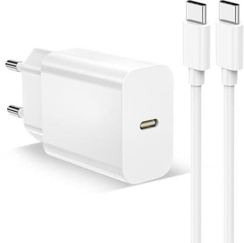 25W Cargador Carga Rapida para iPhone 16e/16/16 Pro/16 Pro Max/16 Plus/15/iPad Pro/Air, Cargador USB C Carga Rapida Tipo C Adaptador USB C Enchufe con Cable 2M Tipo C Cable