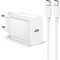 Caricatore USB C da 25 W per iPhone 16/16 Pro/16 Pro Max/16 Plus/15/15 Pro/15 Pro Max/15 Plus/iPad Pro/iPad Air, USBC Ricarica Rapida Alimentatore Presa UsB C con 2M Cavo UsB C Caricabatterie iPhone