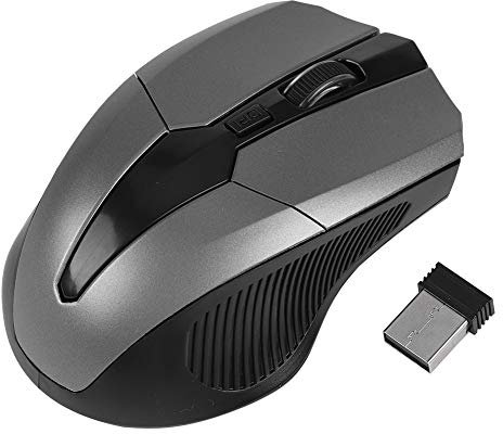 MTLAVISHY 2.4GHz Ratón óptico inalámbrico para la computadora y computadora portátil con diseño ergonómico Mini Receptor Inteligente más de 16 Millones de diseños de código de (Gris)