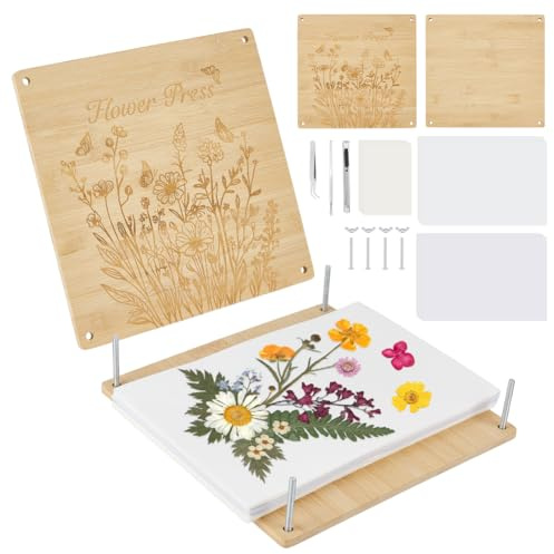peacoblue Großes Blumenpressen-Set 33,7x31,5 cm DIY Blumen & Blätter Press-Kit Bastelset für Erwachsene, tolles Geschenk