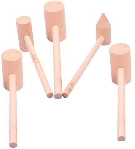 CIYODO 5pcs Mallets Wooden Hammers Toy Little Hammer Toy for Cake Decorating Wooden Mallets for Boys and Girls Boys Girl Years Old
