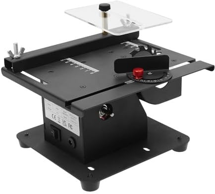 WindWilder Mini sega circolare da tavolo con nastro abrasivo, display digitale, 350 W, 6000 giri/min, angolo di taglio regolabile 0-90°, multifunzione portatile di precisione