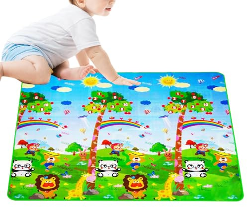 Qukoielly Kinder Spielteppich | Lernspaß Spielmatte Für Kinderzimmer & Kindergarten,Doppelseitige Interaktive Matte Für Innenräume Kindergarten Kinderzimmer Sinnesanregung Aktivitäten Krabbelübungen