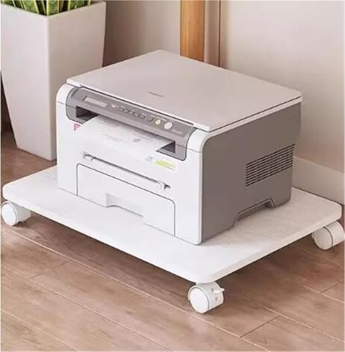 JingNian Mobiler Druckerständer Für Unter Den Schreibtisch Mit 4 Rollen, Kompakter Druckertisch Auf Rollen Für Home Office, Büro Oder Kleine Räume(White,45x30x6.2cm)