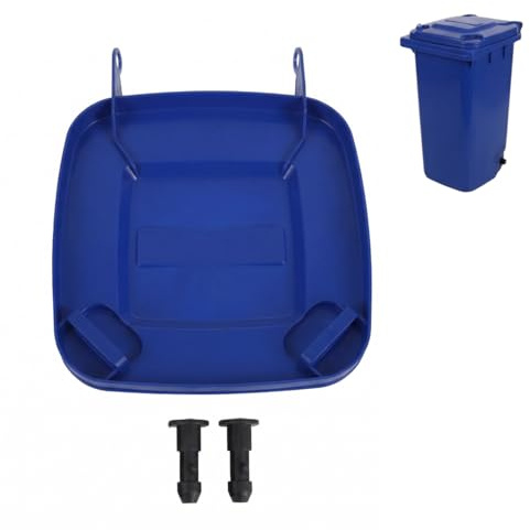 Wheelie Bin Lid Replacement, 30L Heavy-duty Blue Outdoor Trash Bin Lid Replacement Plastic Dustbin Cover Easy-install Garbage Can for Kitchen Bathroom Waste Containers 13.20X12.58X1.10in