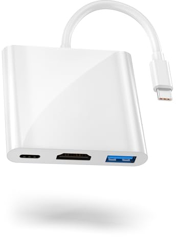 USB-C auf HDMI Adapter mit 4K-Ausgang, unterstützt USB 3.0 5Gbps, Max 100W PD, kompatibel mit iPhone 15/16/17, MacBook Pro, MacBook Air, iPad Pro, Pixelbook, XPS, Galaxy, Switch und mehr (4K@30Hz)