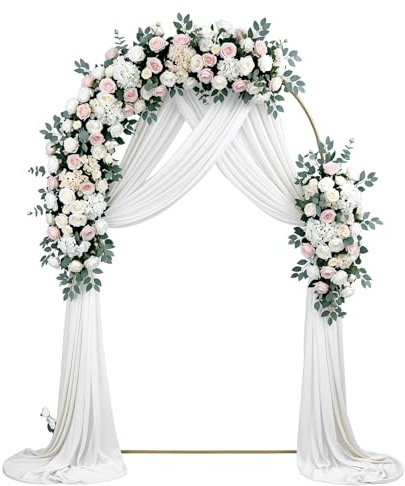 QWORK® Hochzeitsbogen-Hintergrundständer, 2,2 x 1,2 m Goldfarben Metallbogen, für Hochzeiten und feierliche Anlässe