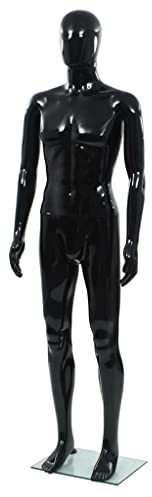 Solivagant Mannequin Homme Corps Complet Base Verre Noir Brillant 185 cm,(10.5 KG)