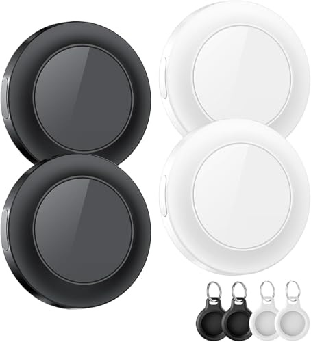 Air Tracker Tag-4 Piece, Koffer Tracker kompatibel mit Apple Wo ist APP (nur iOS), Schlüsselfinder für Schlüssel, Gepäck, Koffer, Brieftasche, IP67 wasserdicht, Schwarz & Weiße
