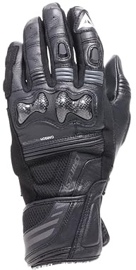 Dainese Reacto Carbon Long Gloves Wmn, Lange Motorradhandschuhe für Damen aus Leder mit Knöchelschutz aus Carbon und Verstärkungen an den Fingern, Smart Touch, für Damen, Schwarz/Anthrazit