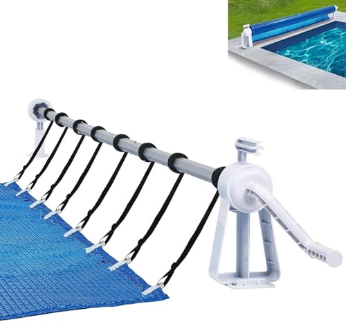 ACXIN Avvolgitore per piscina regolabile 1,05–6,15 m, sistema di avvolgimento per copertura piscina, avvolgitore per telo solare con manovella a mano, rullo telescopico in alluminio, set per piscina