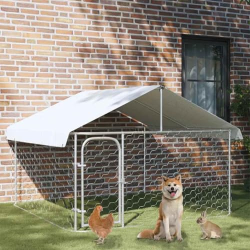 Mangloder Outdoor Hundezwinger mit Dach 200x200x150 cm, verzinkter Stahl, verschließbare Tür, Freilauf Gehege, Hund Auslauf für Welpe, Garten, Camping, Terrasse, Schutz bei Wetter