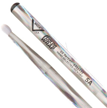 Vater Percussion Color Wrap 5A Drumsticks, Silver Optic, Nylon Tip