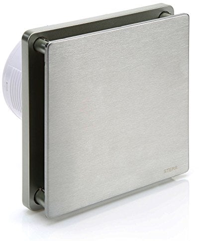 STERR Silver Bathroom Fan 4 inches / 100 mm with TIMER - Extractor Fan - Stainless Steel Front - Modern Look - BFS100T-S - 10 W