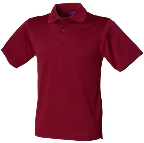 Henbury Mens Coolplus® Pique Polo Shirt (XS) (Burgundy)