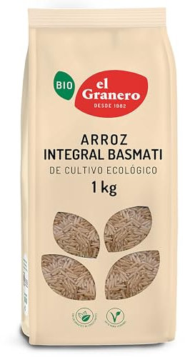 El Granero Integral - Arroz Integral Basmati - 1 kg - Fuente de Vitaminas, Minerales y Fibra - Fortalece el sistema inmunológico - Fuente de Energía - Apto para Veganos