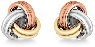 CARISSIMA Damen-Ohrstecker 9ct 3 Colour 7mm Knot Stud Earrings 375 Tricolor-3.58.7329