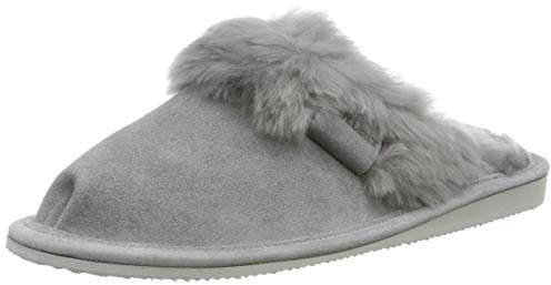 Hollert Leather Lammfell Hausschuhe - Malibu Damen Pantoffeln Fell Schuhe, Grau, 39 EU