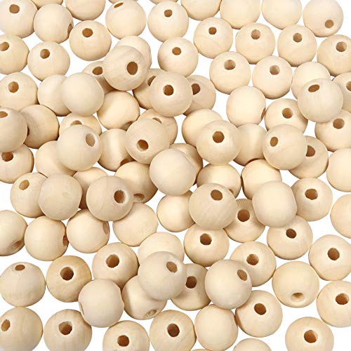 TOAOB 100 Stück Holzperlen set Holzperlen zum Auffädeln Natur Holzkugeln mit Loch 10mm Runde Lose Spacer Perlen für Makramee Basteln DIY Schmuck Armband