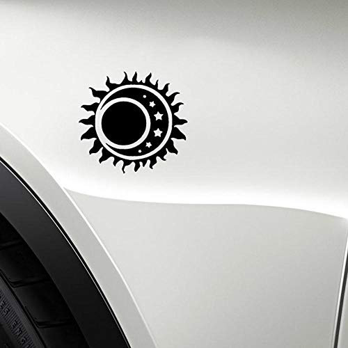 Stukk Stickers Sun Aztec Symbol Tribal Mond und Stern Spaß Aufkleber Vinyl Aufkleber 14,8 cm x 13,8 cm - Schwarz