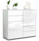 Stil.Zeit Sideboard Ciara, Korpus Weiss matt, Front Hochglanz Weiß (92x79x35cm) Push-to-Open Technik & Leichtlaufschienen