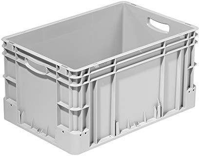 Die Boxfabrik GmbH Eurobehälter 600x400x320 mm | stapelbar | Wände und Boden geschlossen | Mit Handgriff | 30 Liter | aus PP-C | Premium-Qualität Made in Germany Farbe Grau